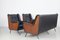 3-Seat Sofa and Armchairs in Teak and the Iron Leg Frame with Brass Sleeves from Arflex, 1950s, Set of 3 1