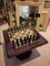 Rosewood Chess Table with Marble Top and Chess Set in Brass and Bronze, 1930s 2