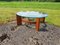 Vintage Round Side Table with Teak & Glass Plate 9