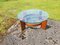 Vintage Round Side Table with Teak & Glass Plate 1