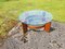 Vintage Round Side Table with Teak & Glass Plate, Image 1