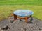 Table d'Appoint Ronde Vintage avec Plateau en Teck et Verre 10