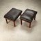 Vintage Rosewood and Leather Stools attributed to Finn Juhl, Denmark, 1960s, Set of 2 2