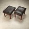 Vintage Rosewood and Leather Stools attributed to Finn Juhl, Denmark, 1960s, Set of 2, Image 2