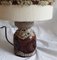 Deutsche Vintage Tischlampe mit braun gemustertem Keramikfuß im Stil von Fat Lava von Dümler & Breiden 3