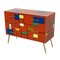 Dresser with Drawers in Red and Multicolored Murano Glass, 1980s 3