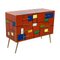 Dresser with Drawers in Red and Multicolored Murano Glass, 1980s 2