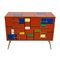Dresser with Drawers in Red and Multicolored Murano Glass, 1980s 1
