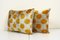 Yellow Ikat Velvet Polka Dot Cushion Covers, 2010s, Set of 2 2