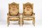 Französische Rengency Armlehnstühle aus vergoldetem Holz, 2er Set 1