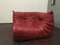 Red Leather Togo Corner Seat & Pouf by Michel Ducaroy for Ligne Roset, 1974, Set of 2 8