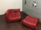 Red Leather Togo Corner Seat & Pouf by Michel Ducaroy for Ligne Roset, 1974, Image 12
