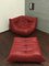 Red Leather Togo Corner Seat & Pouf by Michel Ducaroy for Ligne Roset, 1974, Set of 2 9