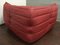 Red Leather Togo Corner Seat & Pouf by Michel Ducaroy for Ligne Roset, 1974, Image 2