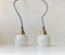 Small Danish Modern Pendant Lamps in Brass & White Opaline Glass, 1970s, Set of 2 1