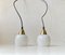 Small Danish Modern Pendant Lamps in Brass & White Opaline Glass, 1970s, Set of 2, Image 1