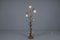 Blattgold Stehlampe mit 3 Leuchten und Bernsteinfarbenen Glasschirmen von Hans Kögl, 1970er 11