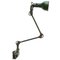 Vintage British Industrial Green Enamel and Cast Iron 2-Arm Machinist Work Desk Light from Mek Elek 1