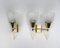 Wall Lights Torches, 50s, Brass, Beige, Glass, 2 Set, 1950s, Set of 2 1