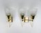 Wall Lights Torches, 50s, Brass, Beige, Glass, 2 Set, 1950s, Set of 2, Image 1