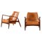 Easy Chairs in Teak and Leather attributed to Ib Kofod-Larsen, 1950s, Set of 2, Image 1