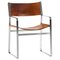 Armchair in Steel and Original Leather attributed to Hans Wegner, 1970s 1