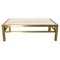 Mid-Century French Travertine and Gilt Brass Coffee Table in the style of Guy Lefevre Style, 1970s 1