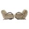 H 269 Armchairs in Sheepskin from Hala, 1940s, Set of 2 1