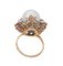 Pearl, Diamonds and 14 Karat White and Rose Gold Cluster Ring, Image 3