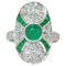 Emeralds, Diamonds and 18 Karat White Gold Ring, 1970s 1