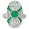Emeralds, Diamonds and 18 Karat White Gold Ring, 1970s, Image 1