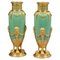 Jadegrüne Vasen aus Opalglas & Vergoldetem Messing, 1880, 2 . Set 1