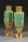 Jade Green Opaline and Gilded Brass Vases, 1880, Set of 2 3