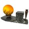 French Art Deco Marble Inkwell with Lamp, 1920, Image 1