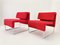 Modern Lounge Chair in Tubular Steel and Red Fabric attributed to Dorigo Design 1