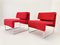 Sillón moderno de acero tubular y tela roja atribuido a Dorigo Design, Imagen 1