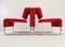 Modern Lounge Chair in Tubular Steel and Red Fabric attributed to Dorigo Design 3