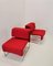 Modern Lounge Chair in Tubular Steel and Red Fabric attributed to Dorigo Design, Image 7