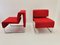 Moderner Sessel aus Stahlrohr und rotem Stoff, Dorigo Design zugeschrieben 10