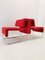 Moderner Sessel aus Stahlrohr und rotem Stoff, Dorigo Design zugeschrieben 2