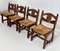 Sillas de madera y asiento de paja trenzada de Guillerme Et Chambron para Votre Maison, años 50. Juego de 4, Imagen 1