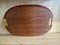 Vintage Teak & Wicker Tablett 1