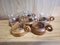 Vintage Tassen aus Teak, 6 Set 1