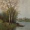 Johann Jungblut, River Landscape on the Lower Rhine, Oil Painting, Framed 2