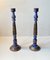 Vintage Rustic Candleholders in Painted Wood, 1970s, Set of 2 3