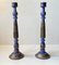 Vintage Rustic Candleholders in Painted Wood, 1970s, Set of 2 1