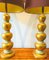 American Gold Leaf & Cream Painted Wooden Table Lamps with Shades by Frederick Cooper, 1950s, Set of 2 4