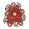 Coral White Diamond, Pearl, 14 Karat White and Rose Gold Ring 2