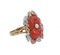 Coral White Diamond, Pearl, 14 Karat White and Rose Gold Ring 1