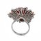 Coral Diamond, Sapphire, Pearl, 14 Karat White and Rose Gold Ring 3